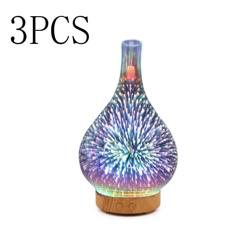 Diffuseur d'Arôme 3D en Verre avec Lampe Colorée et Humidificateur Nuit - IVOIRART.COM