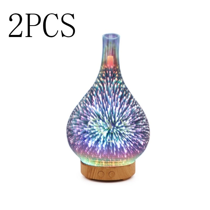 Diffuseur d'Arôme 3D en Verre avec Lampe Colorée et Humidificateur Nuit - IVOIRART.COM