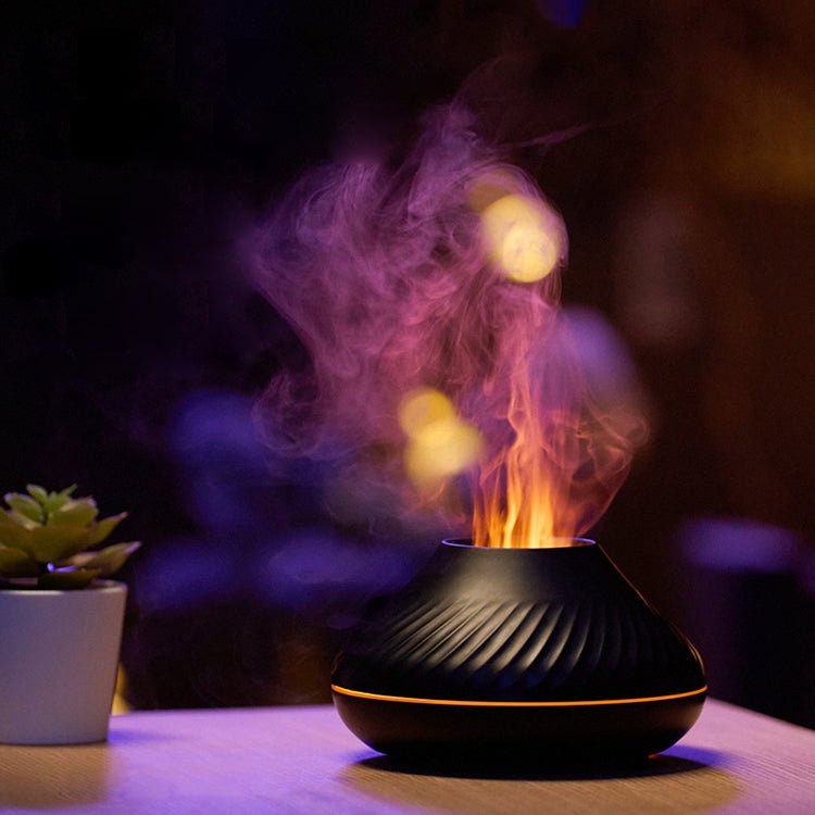 Diffuseur d'arôme Flamme RVB 130ml, Humidificateur Flambeau Volcano 3D Couleurs - IVOIRART.COM