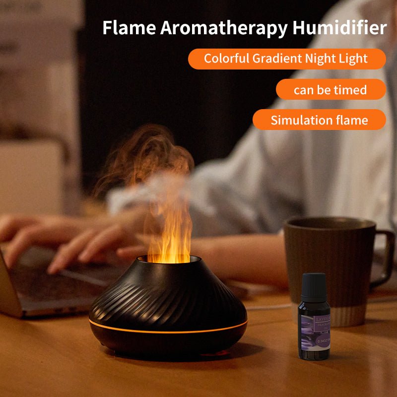 Diffuseur d'arôme Flamme RVB 130ml, Humidificateur Flambeau Volcano 3D Couleurs - IVOIRART.COM