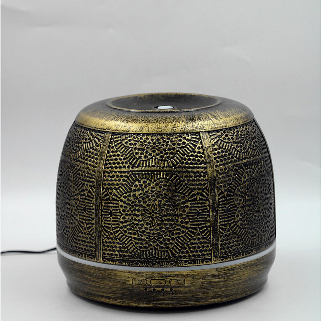 Diffuseur d'arômes 500ml fleur en fer bronze doré — humidificateur silencieux PRO - IVOIRART.COM