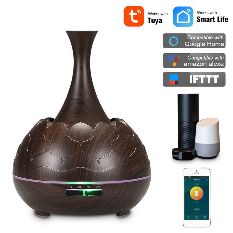 Diffuseur d'arômes motif bois XD806 · 400ML · LED multicolore · Minuterie 1/3/6H - IVOIRART.COM