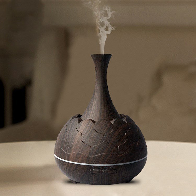 Diffuseur d'arômes motif bois XD806 · 400ML · LED multicolore · Minuterie 1/3/6H - IVOIRART.COM