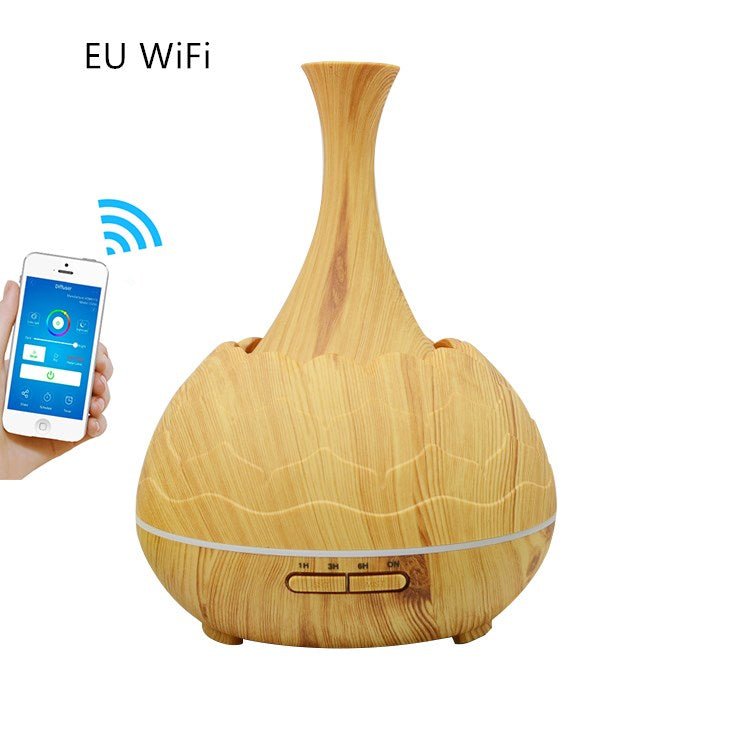 Diffuseur d'arômes motif bois XD806 · 400ML · LED multicolore · Minuterie 1/3/6H - IVOIRART.COM