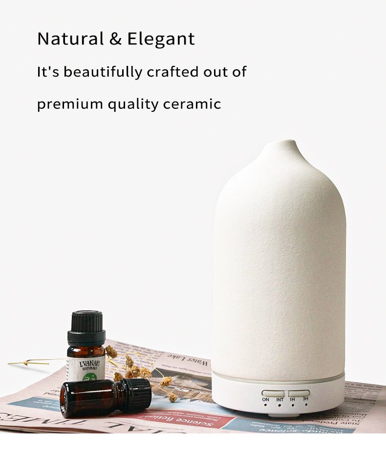 Diffuseur d'Arômes Ultrasonique en Céramique 5 Couleurs avec Humidificateur - IVOIRART.COM