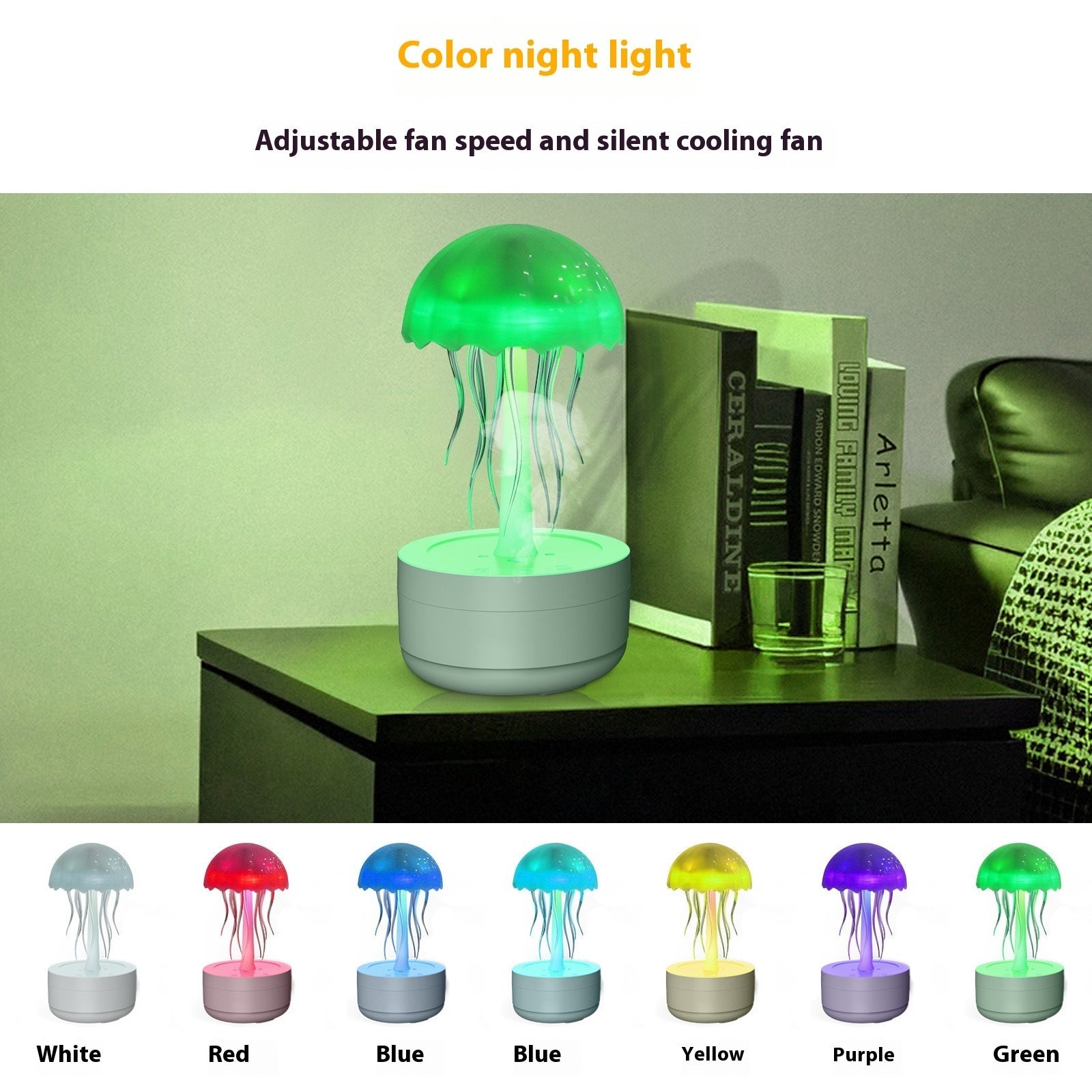 Diffuseur d'Humidificateur Méduse avec Diffuseur d'Huiles Essentielles et Veilleuse - IVOIRART.COM