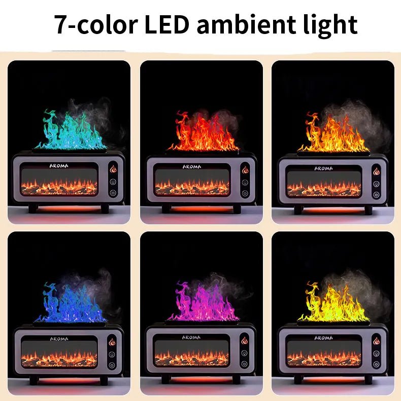 Diffuseur Ultrasonique Flamme 3D 200ml avec Lumière Multicolore et Arômes - IVOIRART.COM