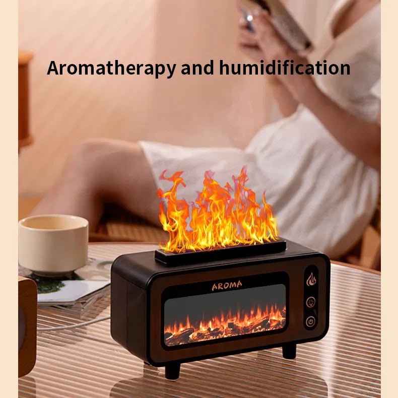 Diffuseur Ultrasonique Flamme 3D 200ml avec Lumière Multicolore et Arômes - IVOIRART.COM