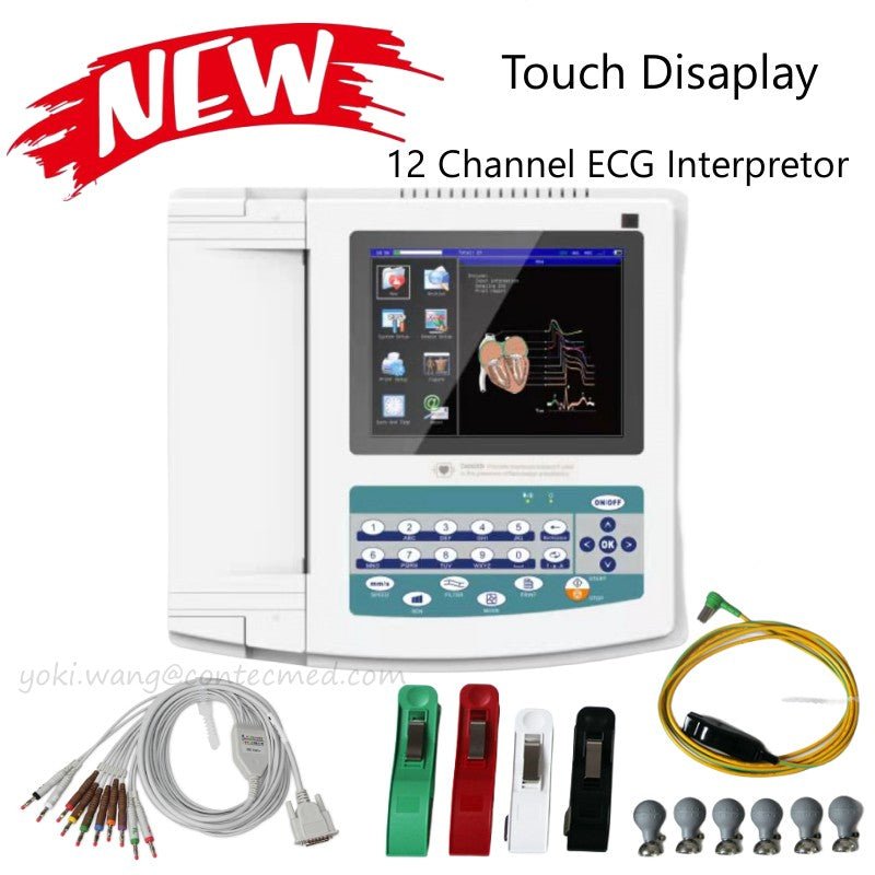 Digital 12 Channel 12 Lead Electrocardiograph Touch ECG EKG Machine PC Software Printer - IVOIRART.COM