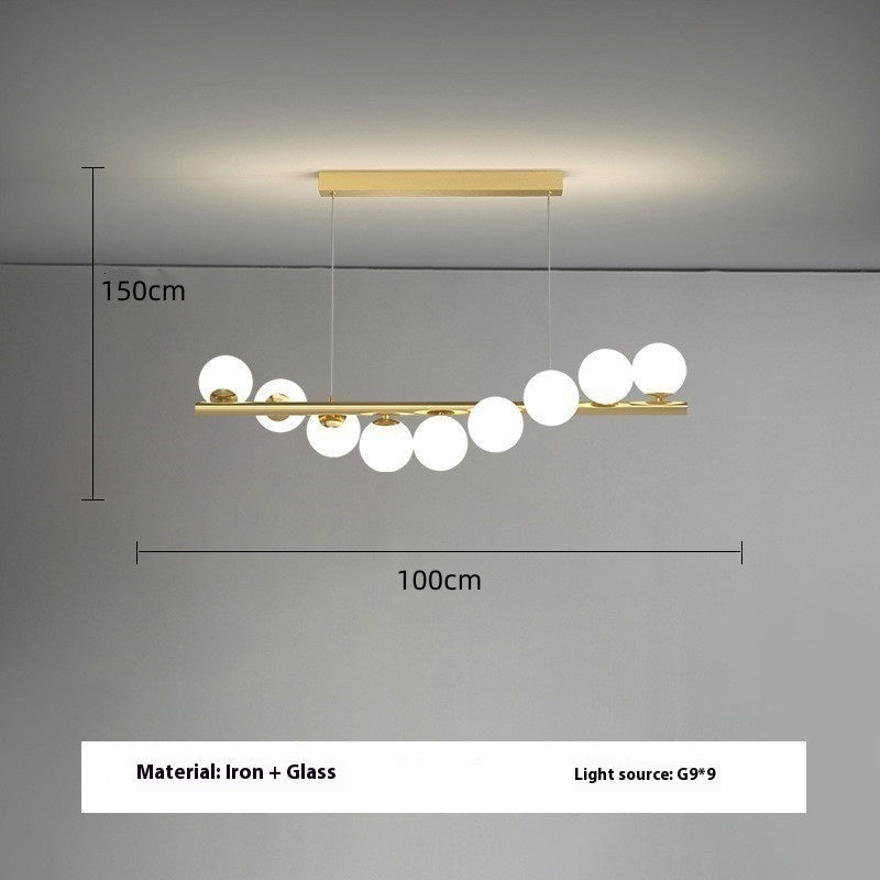 Dining Room Chandelier Creative 3D Long Chandelier - Iron Glass Shade LED 220V AC EU - IVOIRART.COM