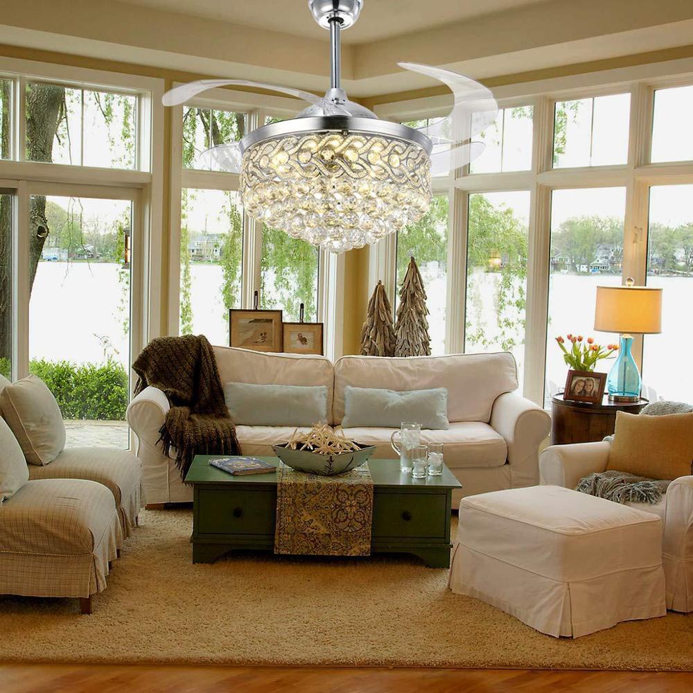 Dining Room Crystal Invisible Fan Lamp - IVOIRART.COM