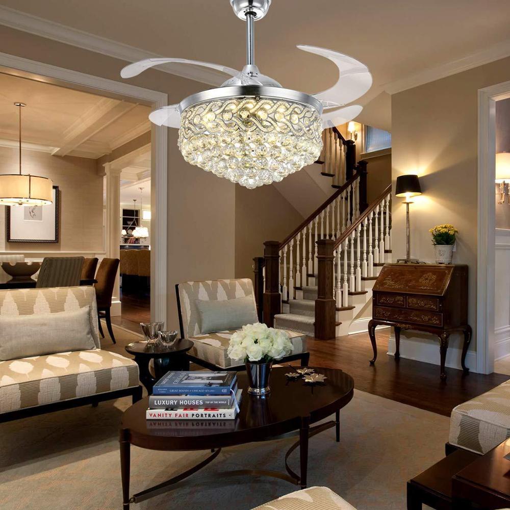 Dining Room Crystal Invisible Fan Lamp - IVOIRART.COM