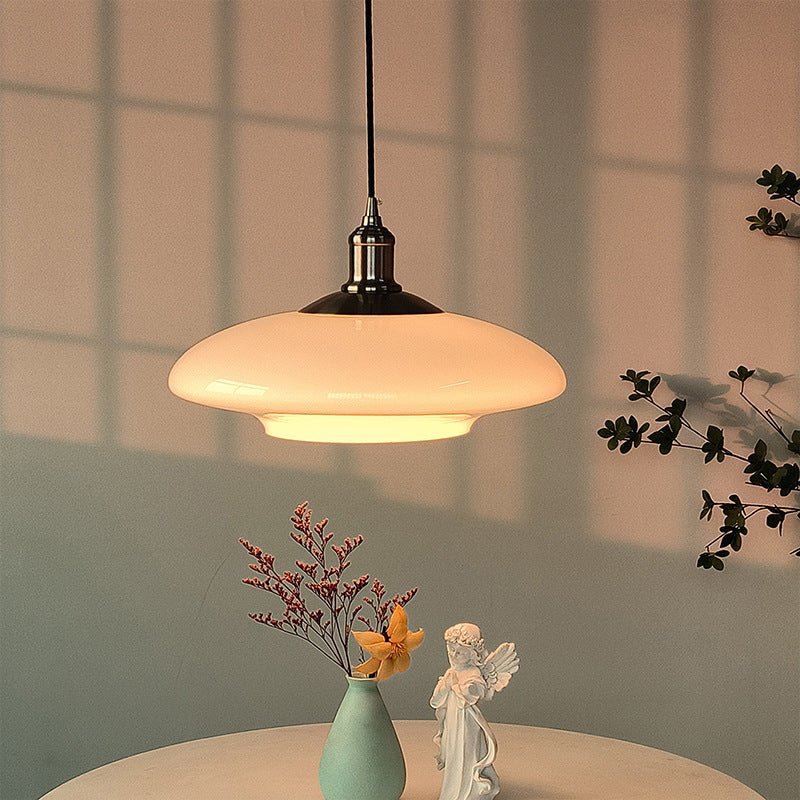 Dining-room Glass Chandelier for Guest Room Balcony Study, Milky White D32cm LED - IVOIRART.COM