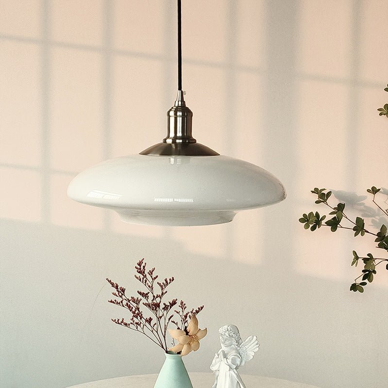 Dining-room Glass Chandelier for Guest Room Balcony Study, Milky White D32cm LED - IVOIRART.COM