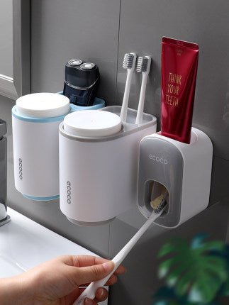 Distributeur Automatique de Dentifrice Mural avec Support et Accessoires de Salle de Bain - IVOIRART.COM