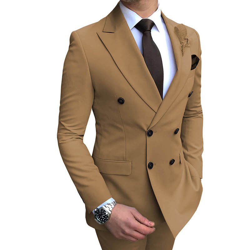 Double Breasted Wedding Groomsman Suit - IVOIRART.COM