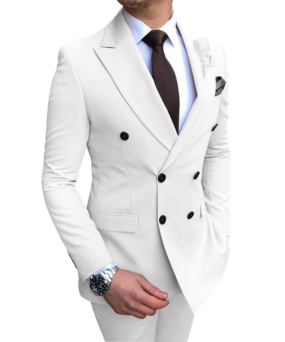 Double Breasted Wedding Groomsman Suit - IVOIRART.COM