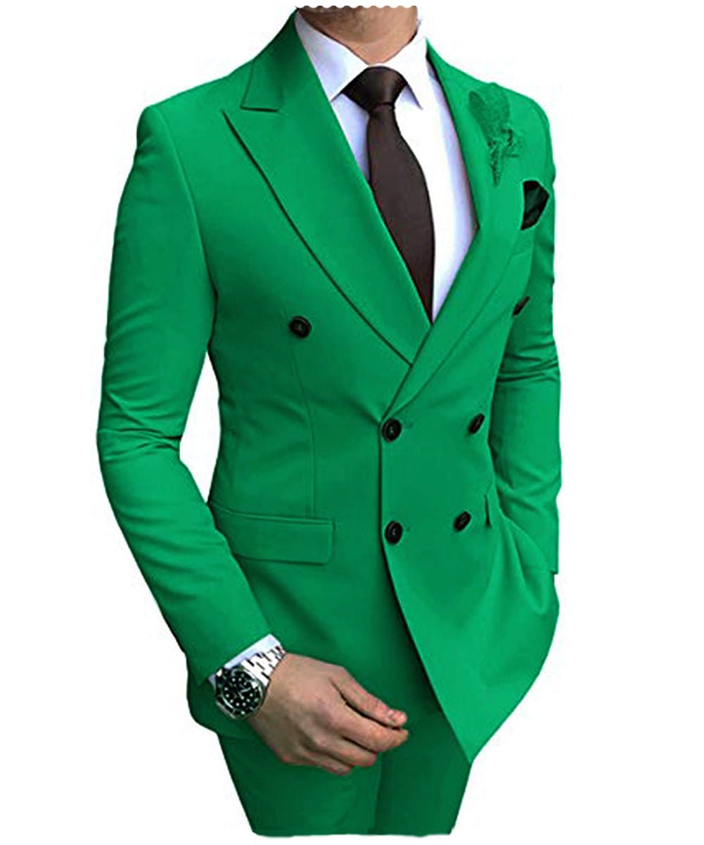 Double Breasted Wedding Groomsman Suit - IVOIRART.COM