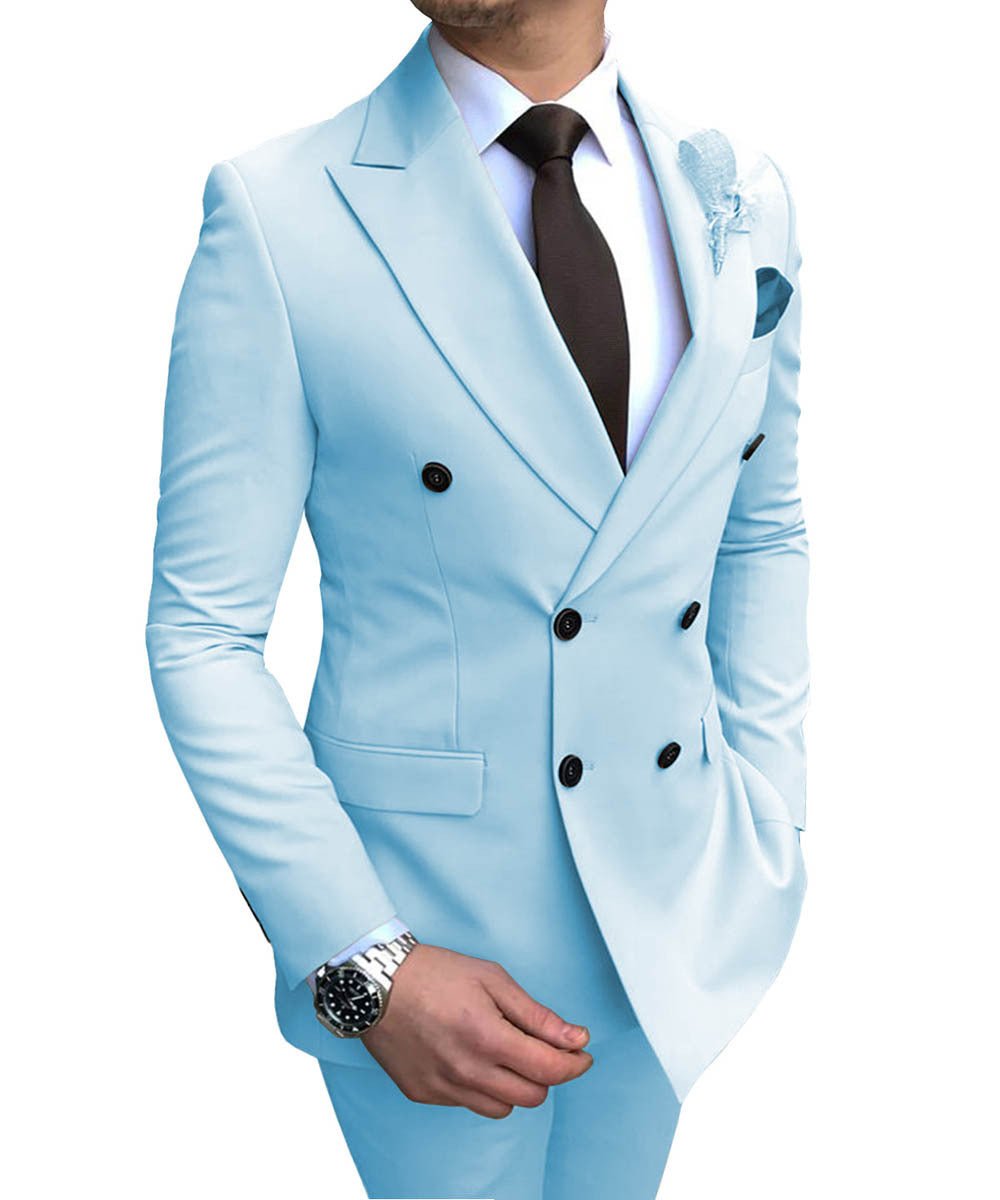 Double Breasted Wedding Groomsman Suit - IVOIRART.COM