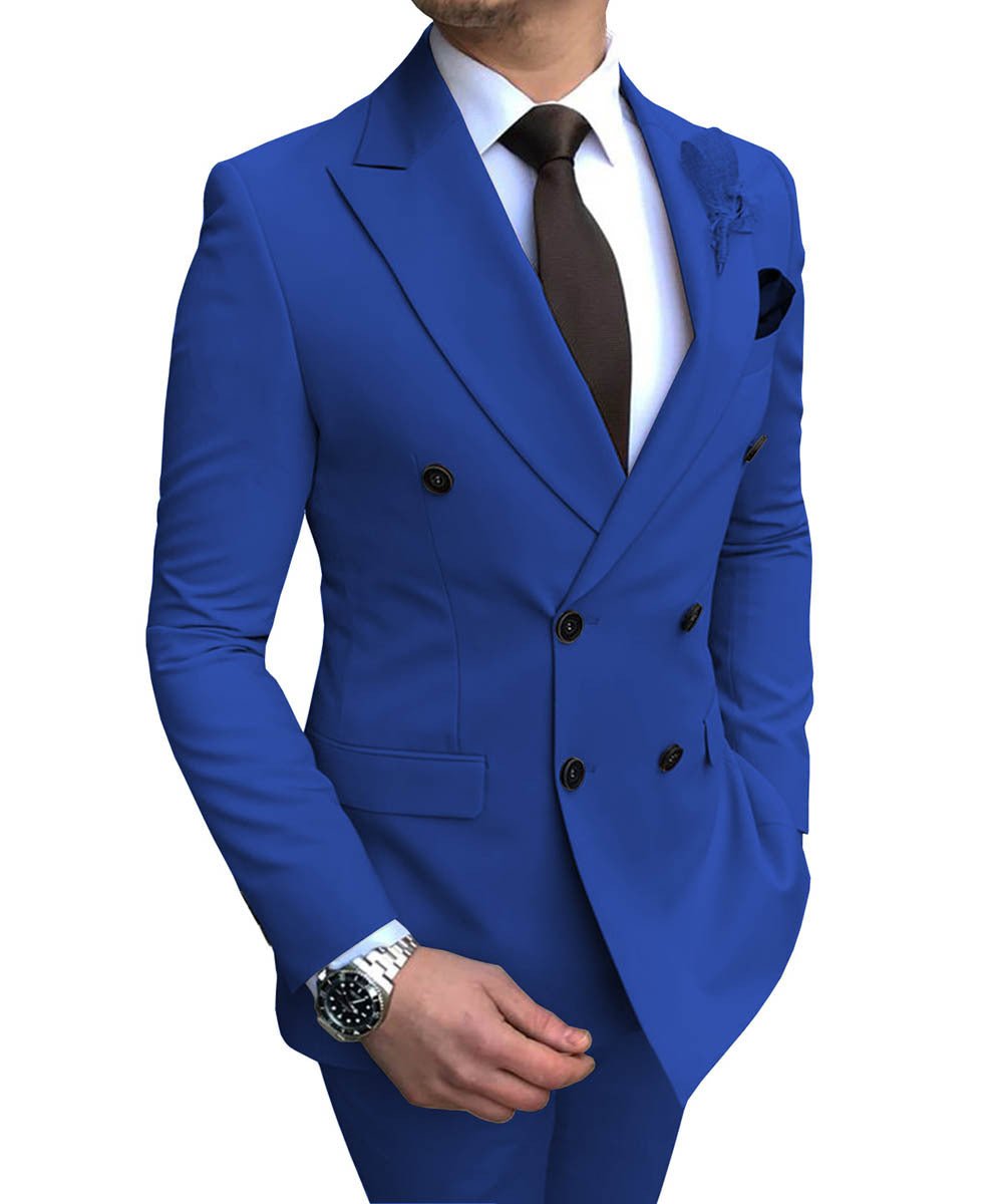 Double Breasted Wedding Groomsman Suit - IVOIRART.COM