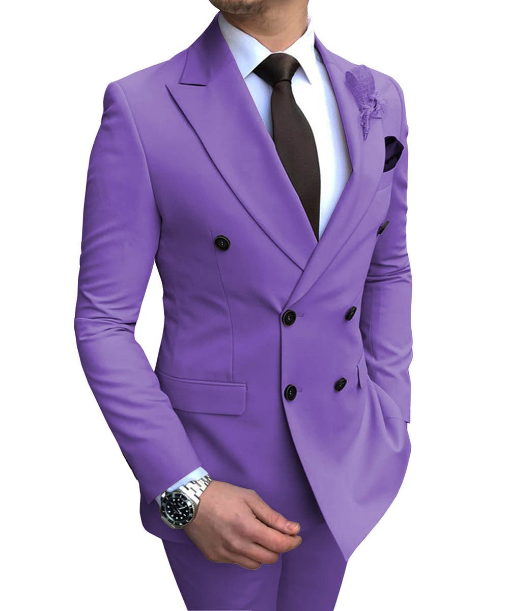 Double Breasted Wedding Groomsman Suit - IVOIRART.COM