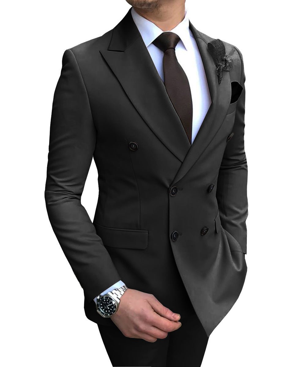 Double Breasted Wedding Groomsman Suit - IVOIRART.COM