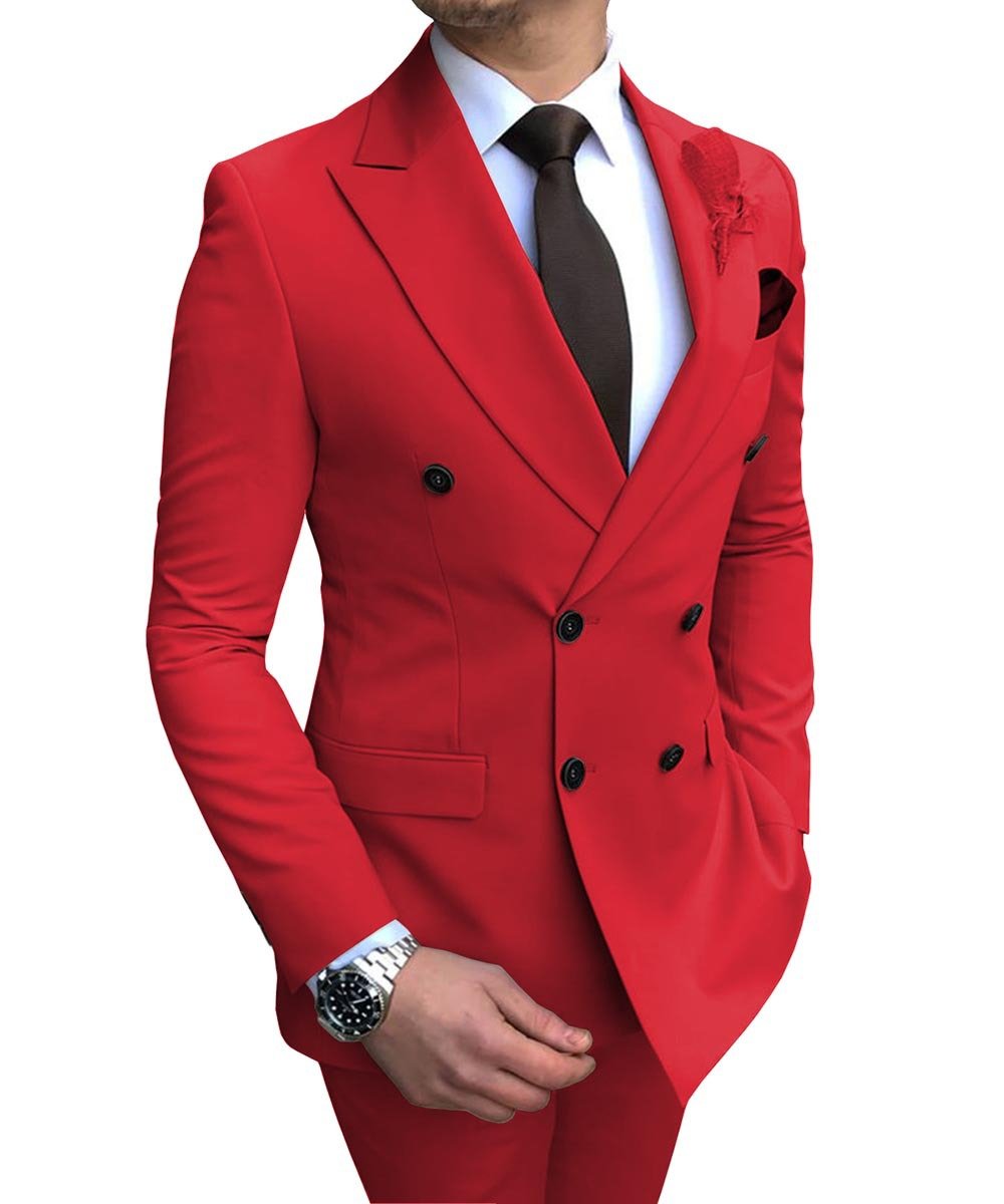 Double Breasted Wedding Groomsman Suit - IVOIRART.COM