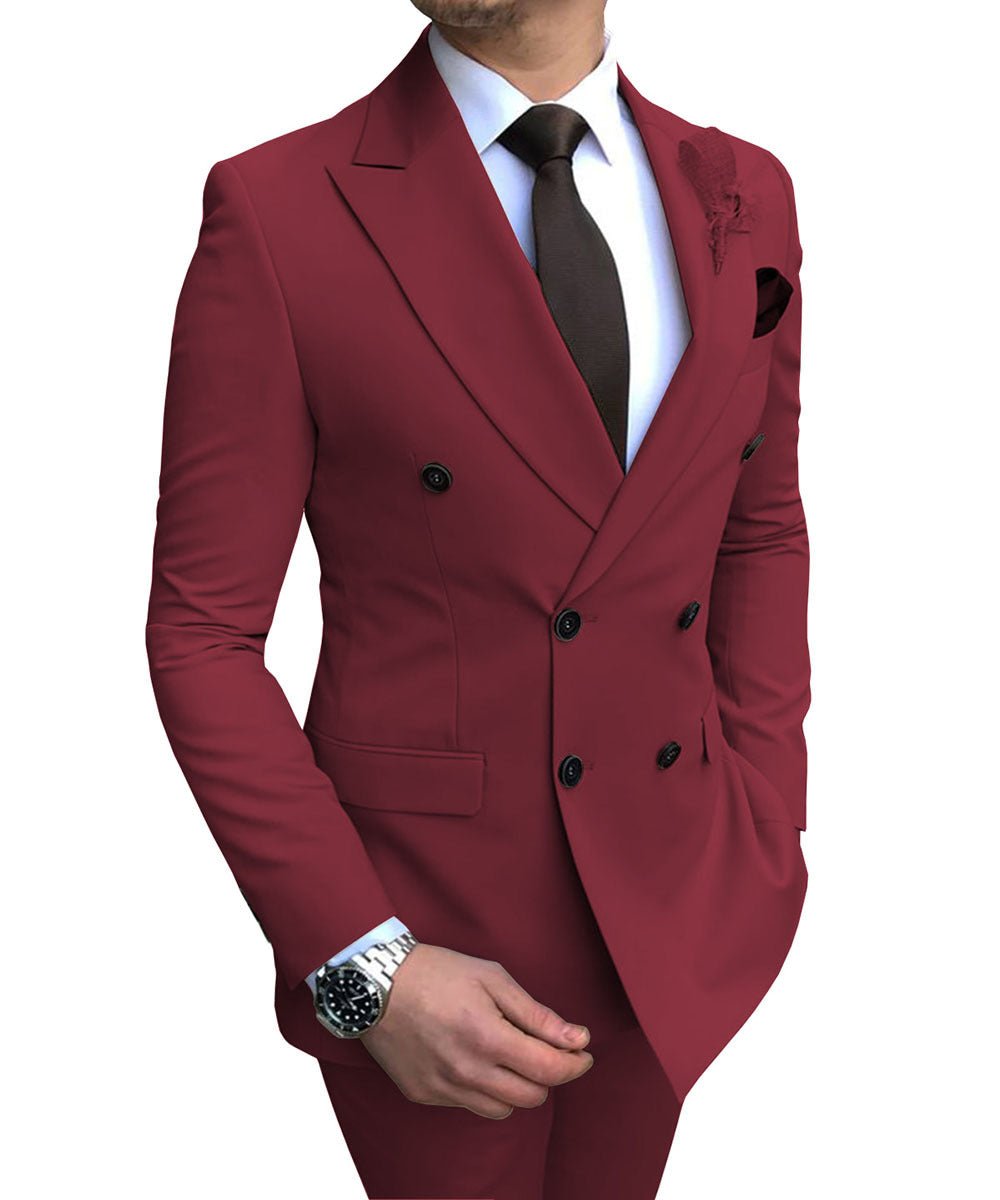 Double Breasted Wedding Groomsman Suit - IVOIRART.COM