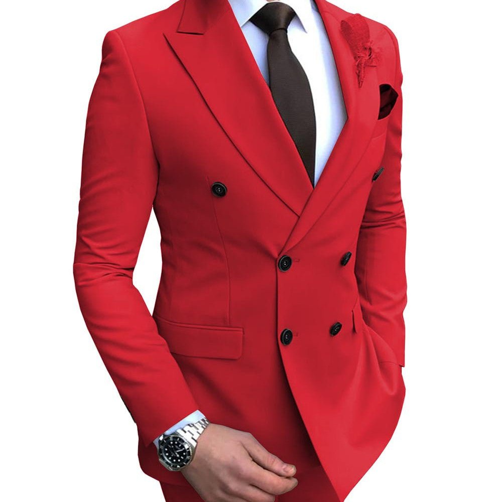 Double Breasted Wedding Groomsman Suit - IVOIRART.COM