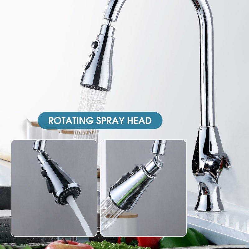Douchette de robinet universelle sous pression anti-éclaboussures, rotation 360°, adaptateur économiseur d'eau à trois vitesses - IVOIRART.COM