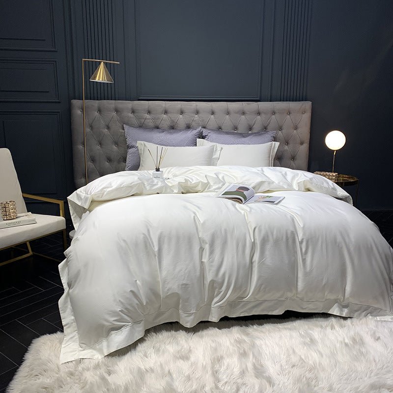 Draps matelassés en pur coton 4 pièces — Doux, respirant, style Nordique blanc - IVOIRART.COM