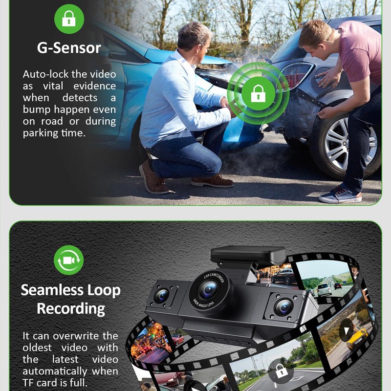 Driving Recorder 3-inch HD 1080p Front And Rear Left - IVOIRART.COM