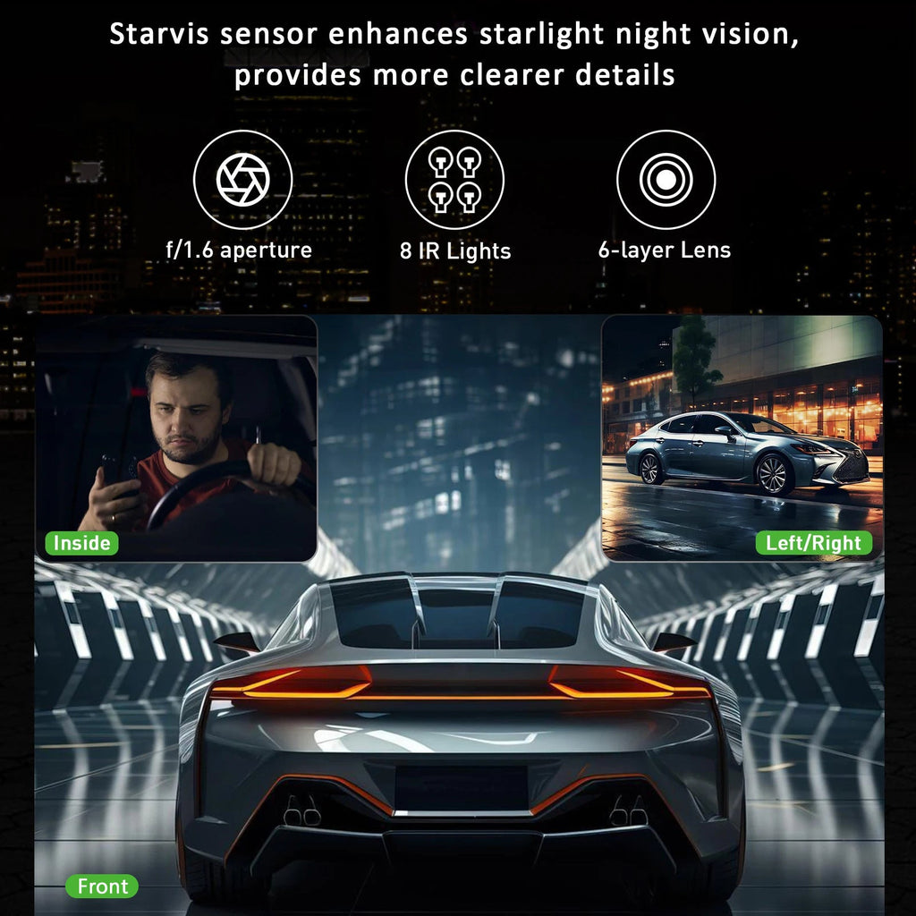 Driving Recorder 3-inch HD 1080p Front And Rear Left - IVOIRART.COM