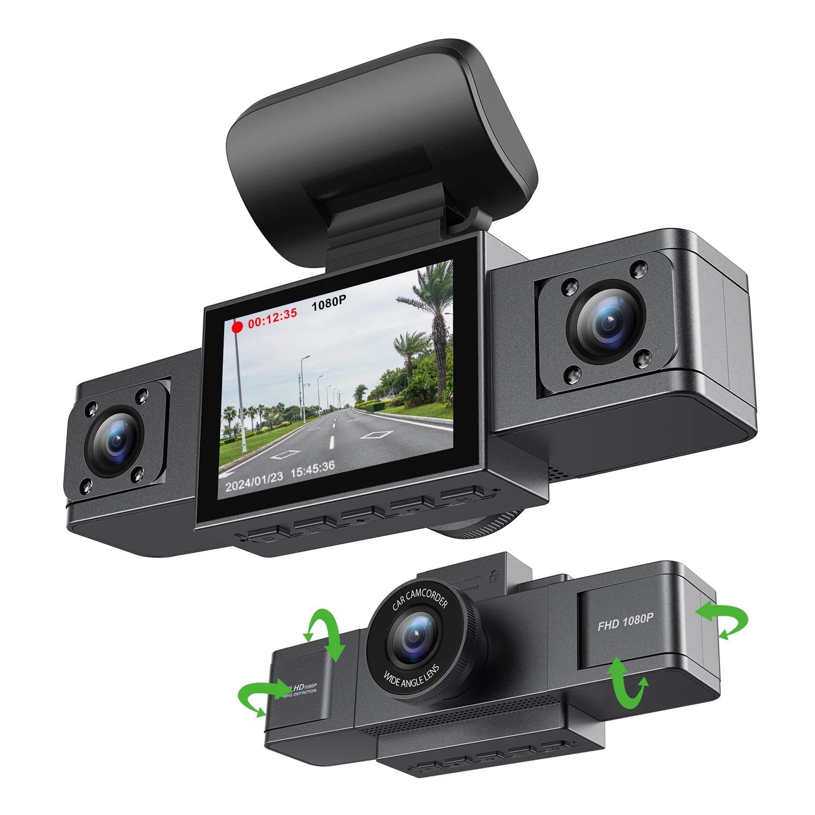 Driving Recorder 3-inch HD 1080p Front And Rear Left - IVOIRART.COM
