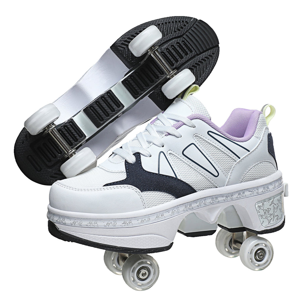 Dual-purpose Skating Skates Deformation Double Row Boom Roller Skates - IVOIRART.COM