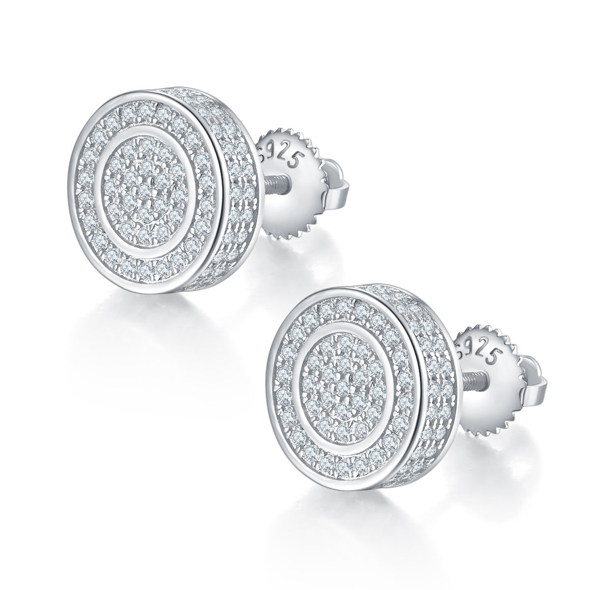 Boucles d'Oreilles à Clous Double Halo Moissanite D VVS1 Argent S925 190pcs 10,8mm