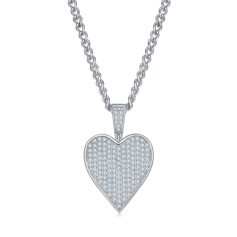 Pendentif Cœur Moissanite 142pcs D Couleur VVS1 Argent Sterling S925 5g Sans Chaîne