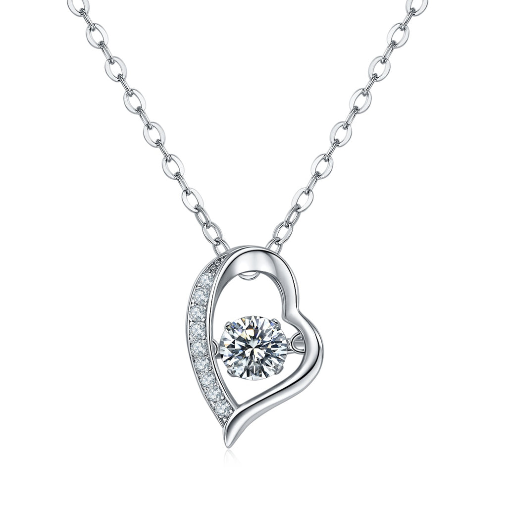 Collier cœur ouvert en argent sterling S925, moissanite 0,5 ct D VVS1, 45 cm, plaqué platine, certifié GRA, boîte cadeau