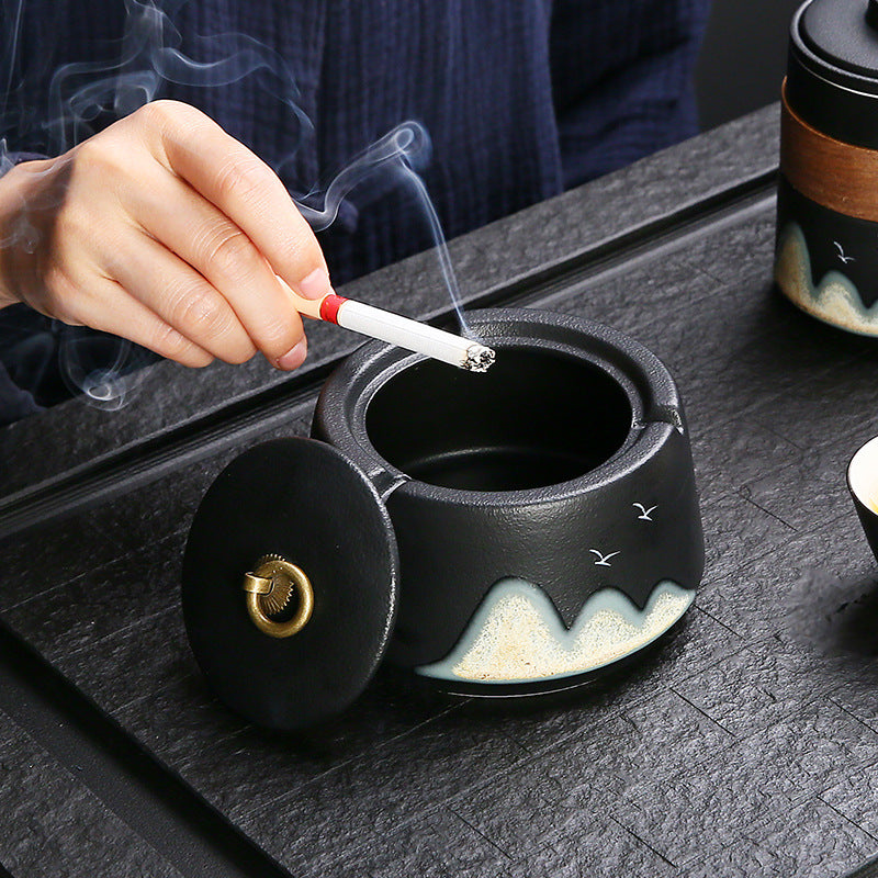 Cendrier en céramique Yuanshan de style japonais pour maison, salon et bureau