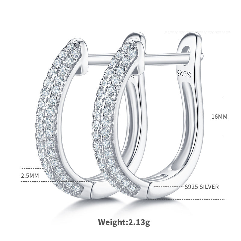 Boucles d’oreilles créoles Huggie en argent sterling S925 98 pierres de moissanite, 16mm, plaqué platine, certifiées GRA, boîte cadeau, hypoallergéniques, 3 couleurs