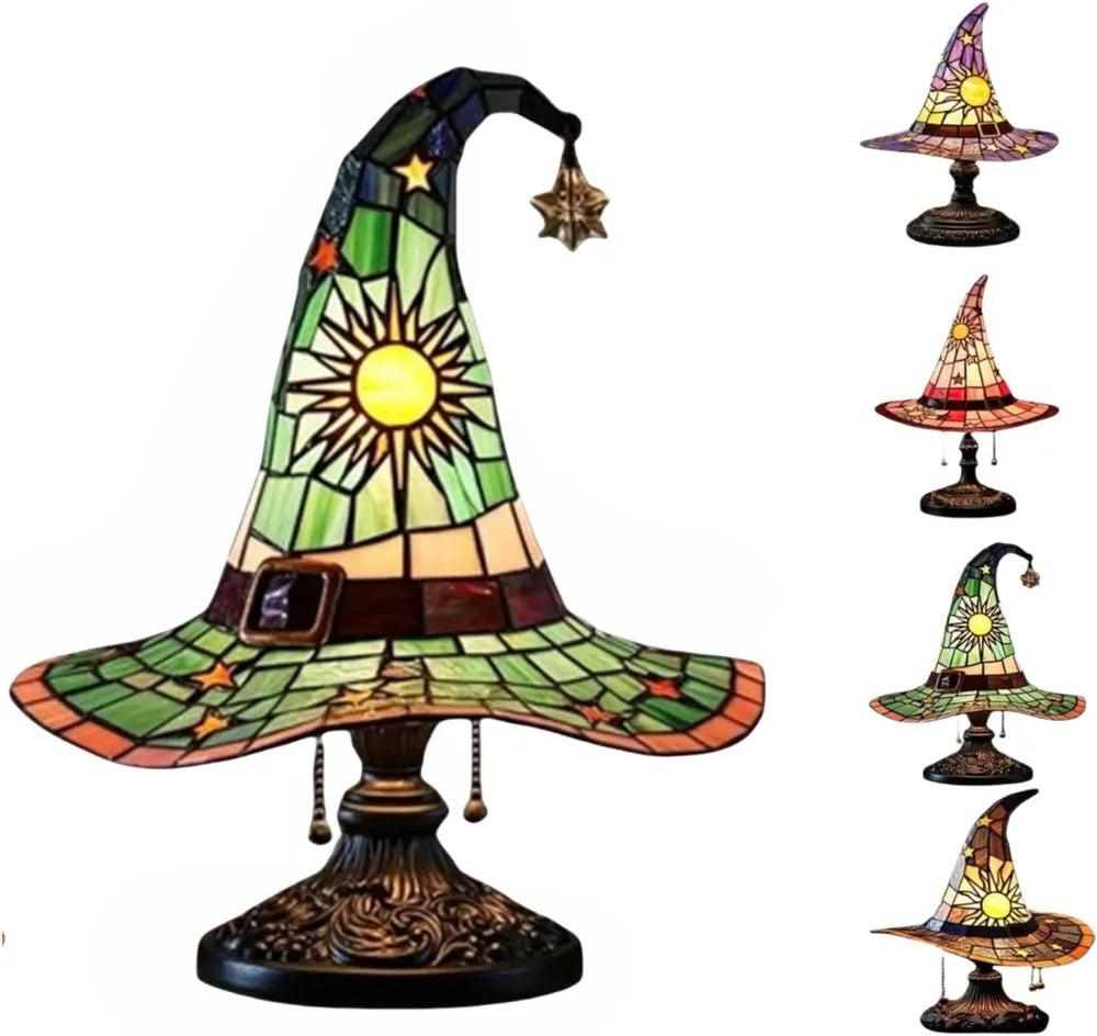 Lampe Chapeau de Sorcière, Amusement Effrayant Pour Petites Sorcières, Décoration en Forme de Chapeau de Sorcière Fait Main Pour Décorations de Fête de Chambre (Violet)