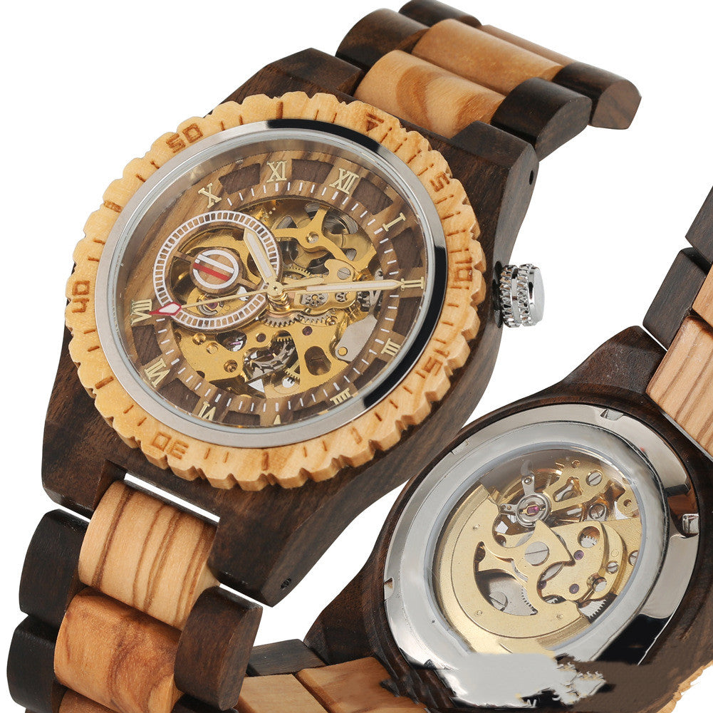 Montre Mécanique en Bois Créative pour Homme, Style Décontracté et Mode