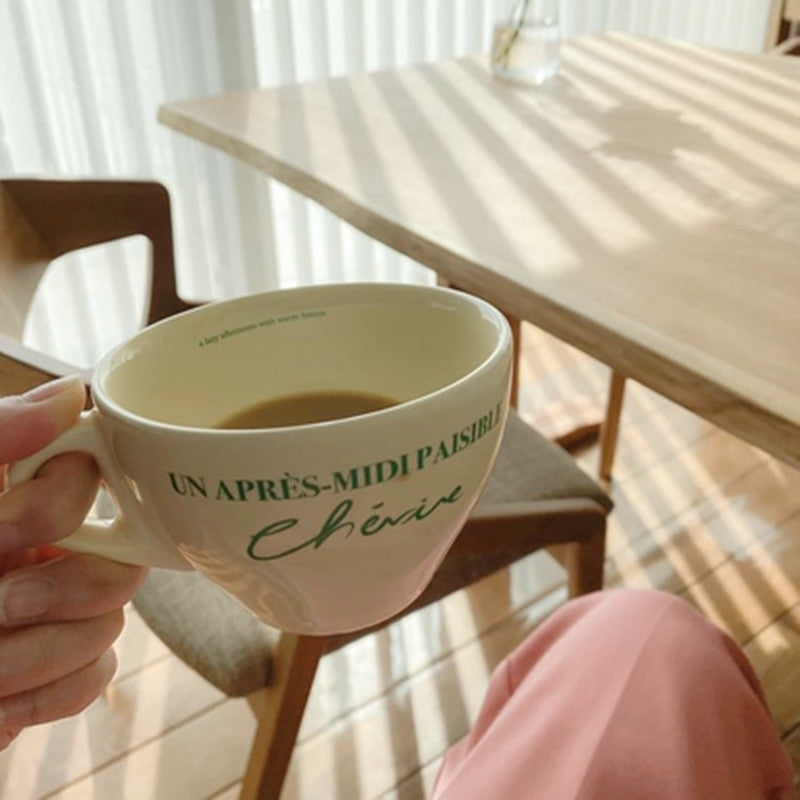 Ensemble de Tasse à Café et Soucoupe en Céramique Vintage Française