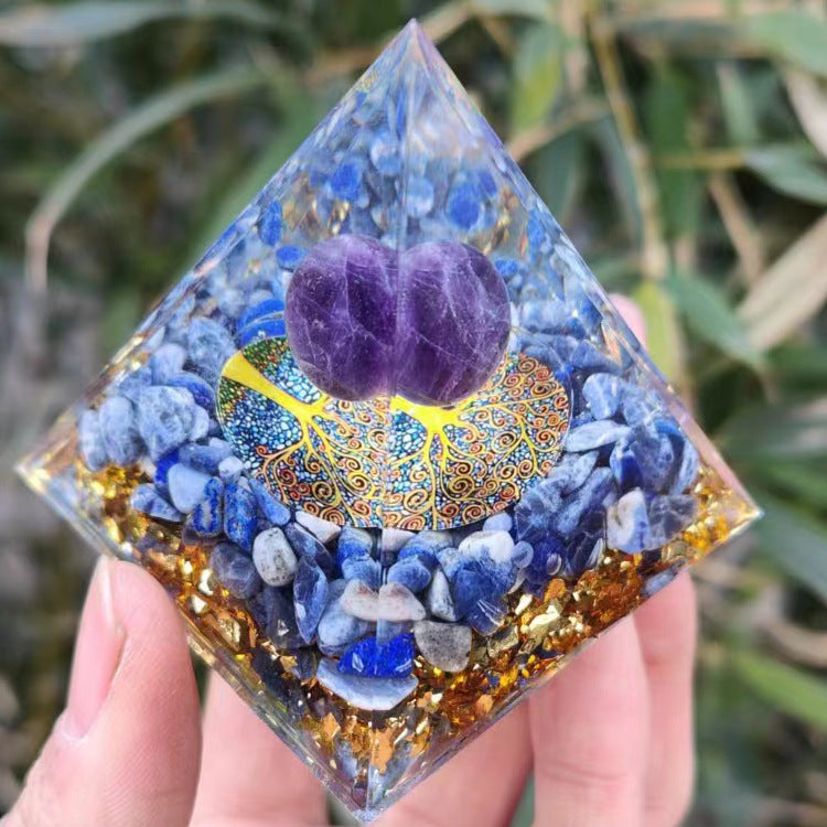 Gravier Cristal de Pyramide en Résine Époxy — Ornements faits à la main pour Bureau et Maison