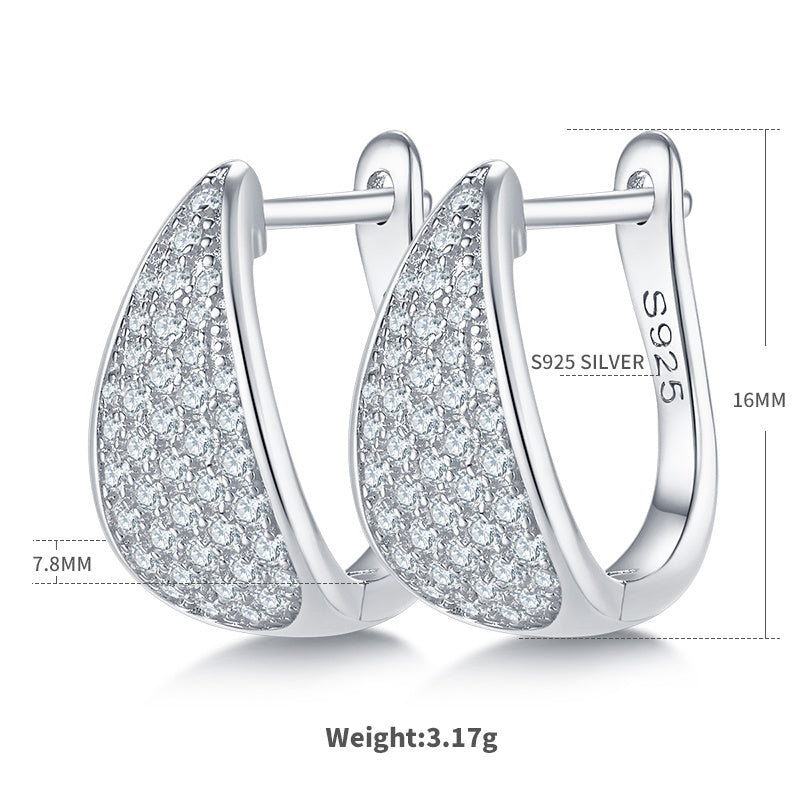 Boucles d'oreilles créoles en argent sterling S925 3,1g avec 83 moissanites pavées