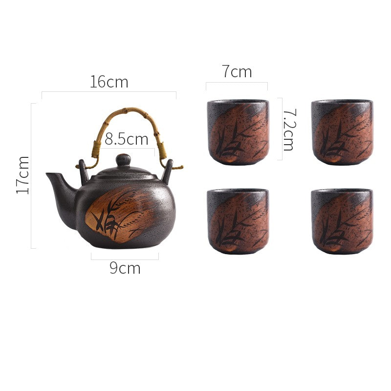 Ensemble de thé japonais peint à la main, théière, céramique, tasse de ménage