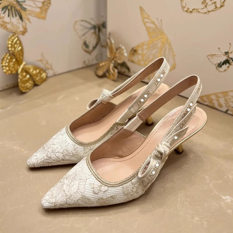 Sandales femme élégantes à bride unique avec nœud délicat en cuir raffiné