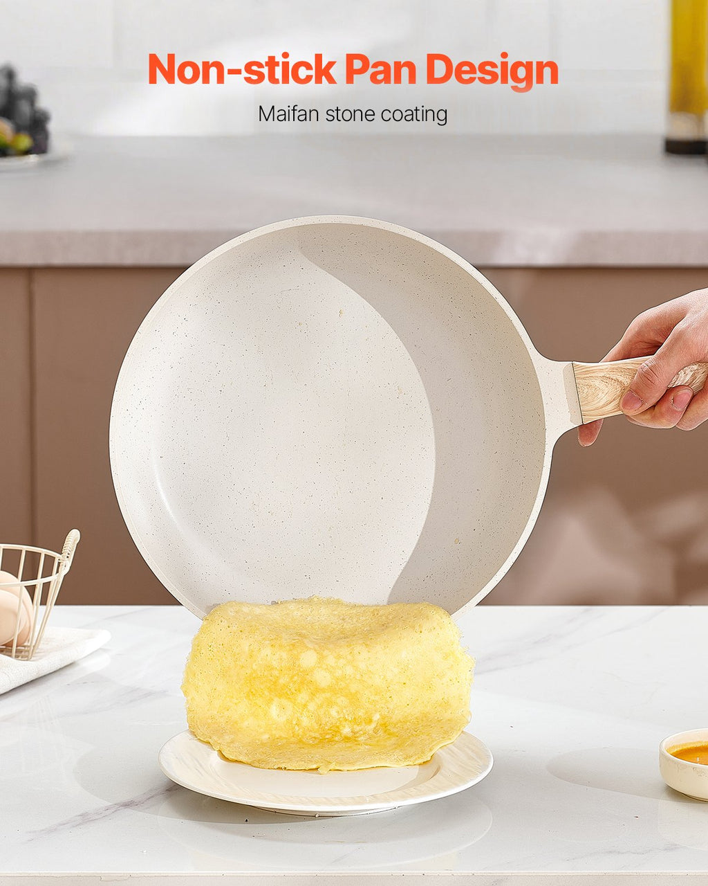 Ensemble de casseroles et poêles antiadhésives 19 pièces, batterie de cuisine granit, compatibles induction, kits de cuisson pour RV, avec poêles à frire, casseroles, sauteuse, couvercles en verre trempé et protections de poêle, blanc