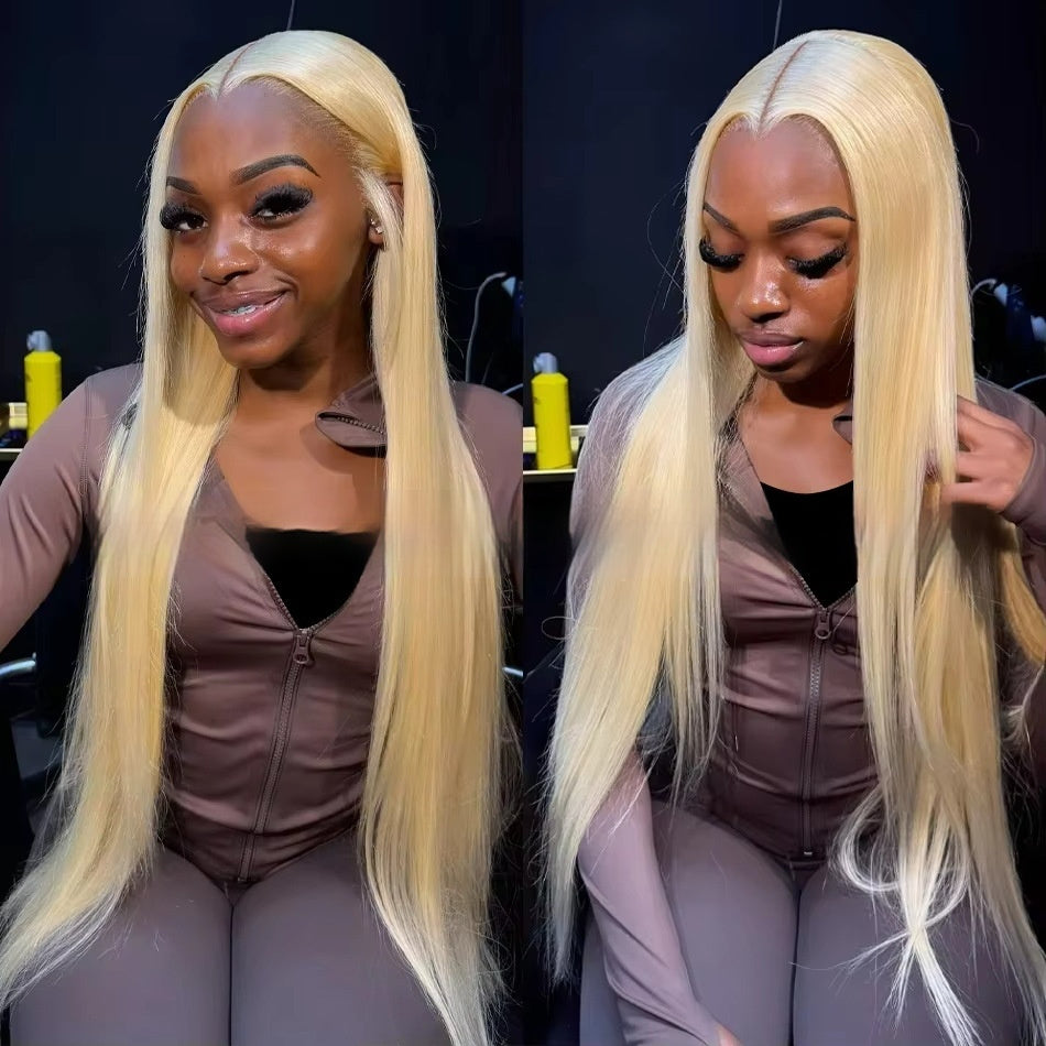 Perruques en cheveux humains lisses 12-40 pouces couleur blonde 613 personnalisables