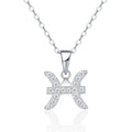 Collier Poissons en Argent Sterling S925 Pour Femme, Moissanite VVS1 Couleur D, Sertissage Platine, Bijoux Astrologiques avec Certificat GRA, Coffret Cadeau Anniversaire